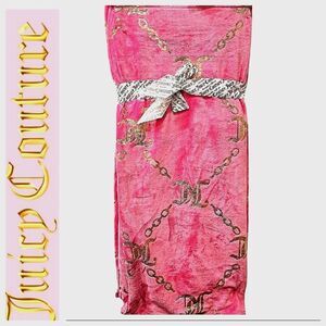Juicy Couture Home Gold Foil JC Logo Chains Oversized Plush Throw Blanket